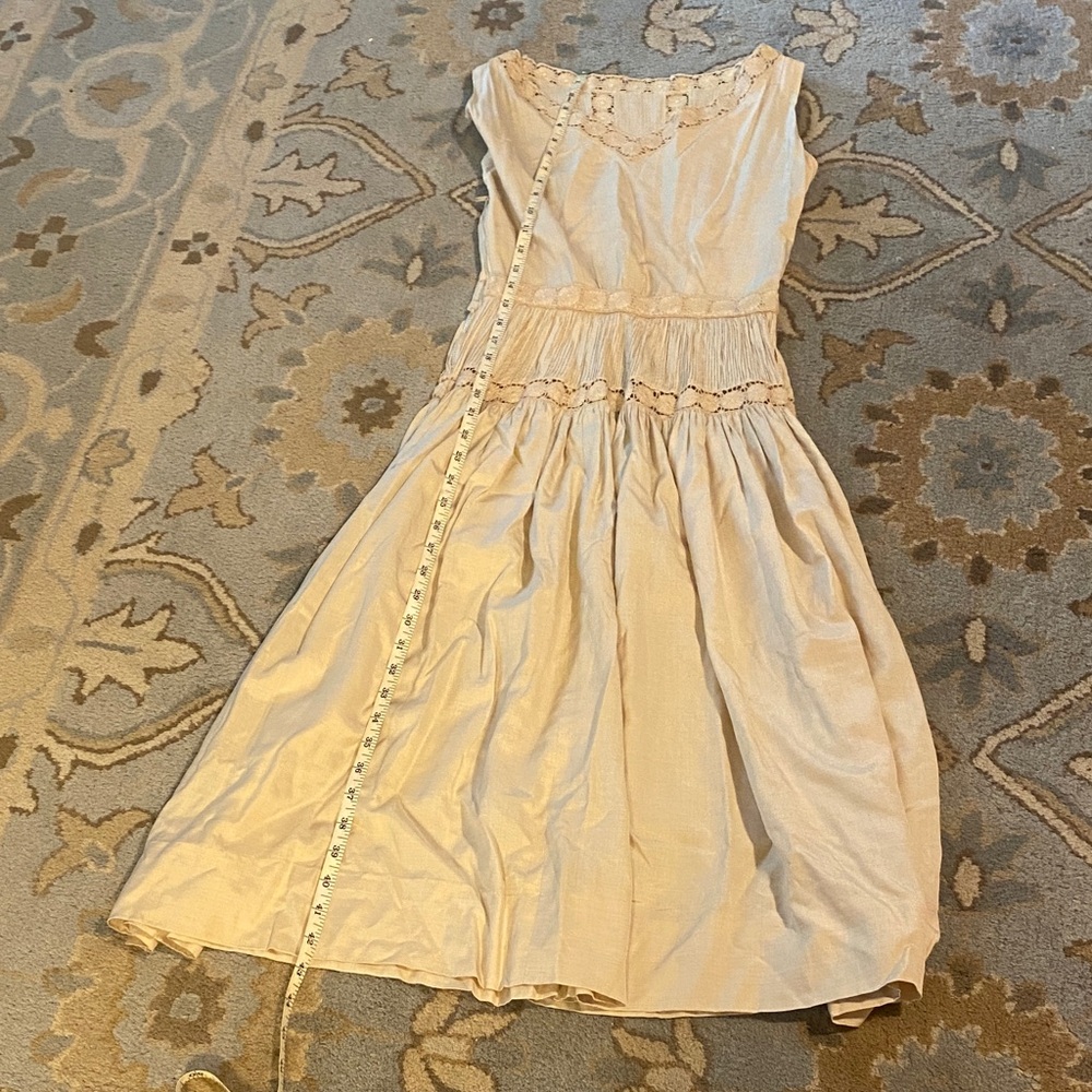 Vintage Susan Thomas silk Elegant Cream Sleeveless Dress $40 Small